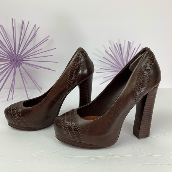 Max Studio Alisa /Brown Basket Weave Platform Heel - Picture 3 of 7